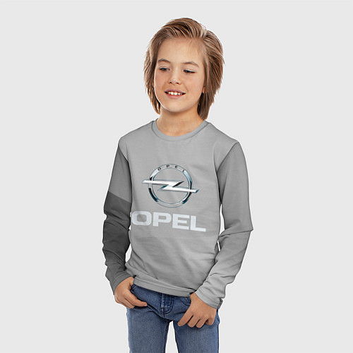 Детский лонгслив Opel - серая абстракция / 3D-принт – фото 3