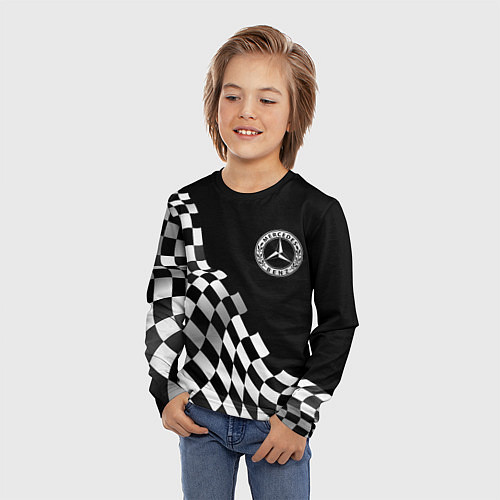 Детский лонгслив Mercedes racing flag / 3D-принт – фото 3