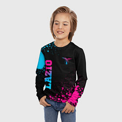 Лонгслив детский Lazio - neon gradient: символ и надпись вертикальн, цвет: 3D-принт — фото 2