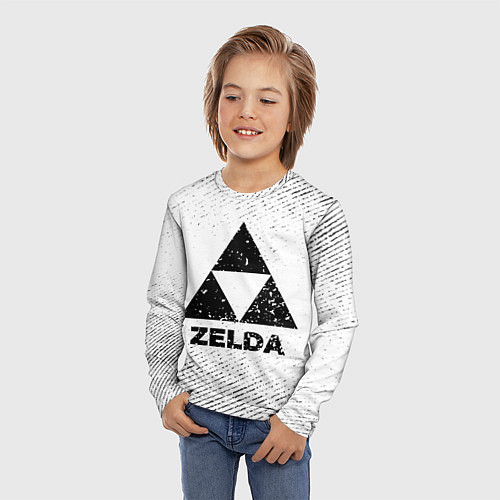 Детский лонгслив Zelda с потертостями на светлом фоне / 3D-принт – фото 3