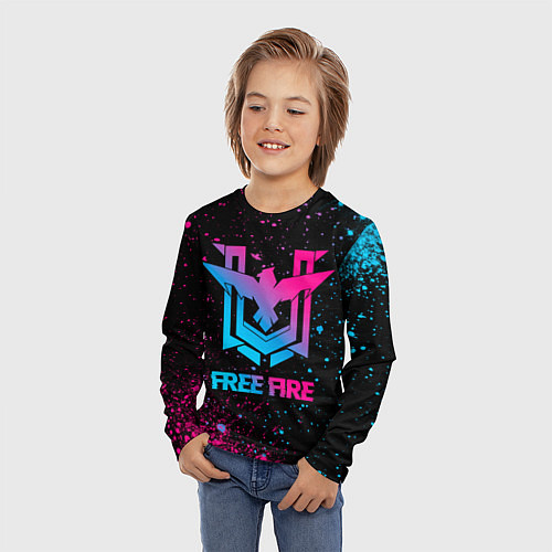 Детский лонгслив Free Fire - neon gradient / 3D-принт – фото 3