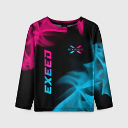 Лонгслив детский Exeed - neon gradient: символ и надпись вертикальн, цвет: 3D-принт