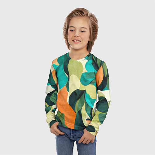 Детский лонгслив Multicoloured camouflage / 3D-принт – фото 3
