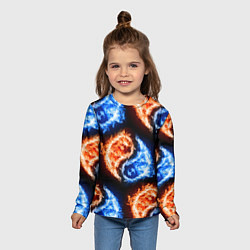 Лонгслив детский Инь - янь, огонь - вода, паттерн, цвет: 3D-принт — фото 2