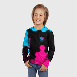 Лонгслив детский Poppy Playtime - neon gradient: символ и надпись в, цвет: 3D-принт — фото 2