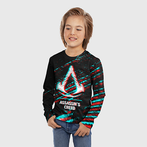 Детский лонгслив Assassins Creed в стиле glitch и баги графики на т / 3D-принт – фото 3