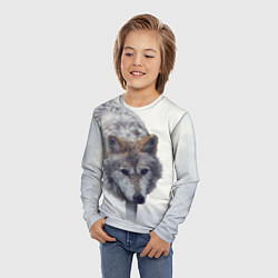 Лонгслив детский Волк зимой, цвет: 3D-принт — фото 2