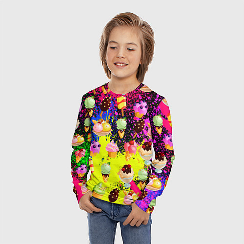 Детский лонгслив Мороженки Вкуснятина / 3D-принт – фото 3