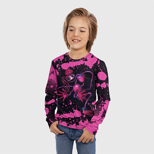 Детский лонгслив Poppy Playtime pink - Мамочка длинные ноги / 3D-принт – фото 3
