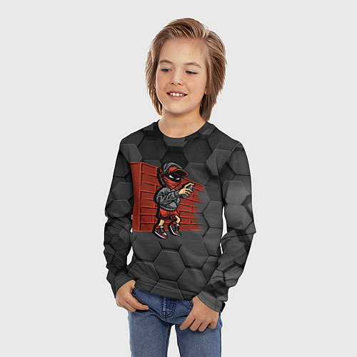 Детский лонгслив Граффитчик с балончиком краски / 3D-принт – фото 3