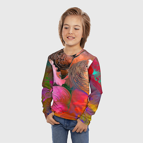 Детский лонгслив Стилизованная композиция из океанских ракушек / 3D-принт – фото 3