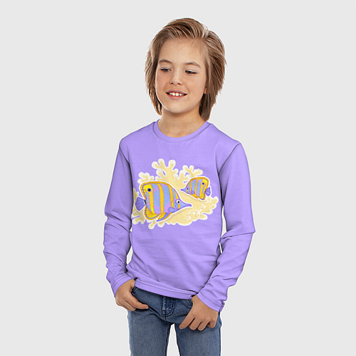 Детский лонгслив Экзотические рыбки Бабочка / 3D-принт – фото 3