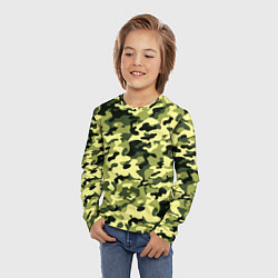 Лонгслив детский Камуфляж Зеленые листья, цвет: 3D-принт — фото 2