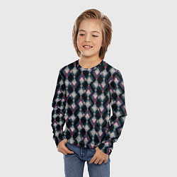 Лонгслив детский Классический ромбовидный текстурированный узор на, цвет: 3D-принт — фото 2