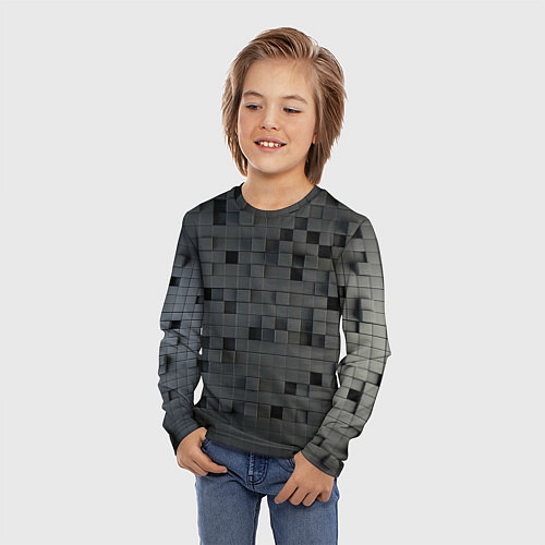 Детский лонгслив Пиксельный объёмный паттерн / 3D-принт – фото 3