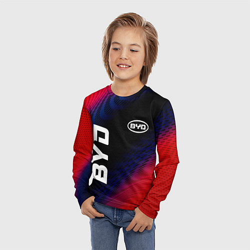 Детский лонгслив BYD красный карбон / 3D-принт – фото 3