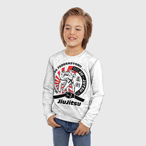 Детский лонгслив Jiujitsu emblem Джиу-джитсу / 3D-принт – фото 3