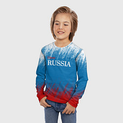 Лонгслив детский Российский триколор - Я люблю Россию, цвет: 3D-принт — фото 2