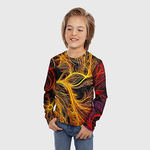 Детский лонгслив Фрактальные перья / 3D-принт – фото 3