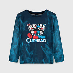 Лонгслив детский Cuphead синий огонь, цвет: 3D-принт