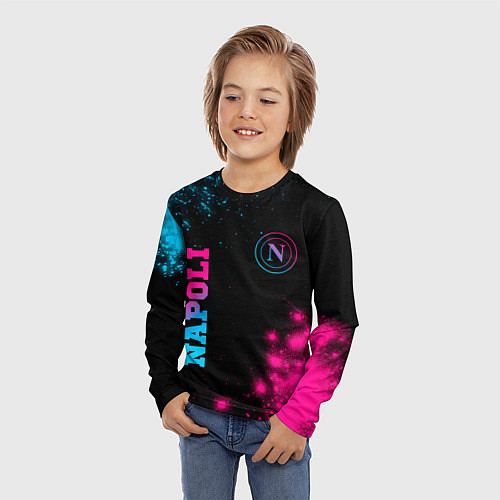 Детский лонгслив Napoli - neon gradient: надпись, символ / 3D-принт – фото 3