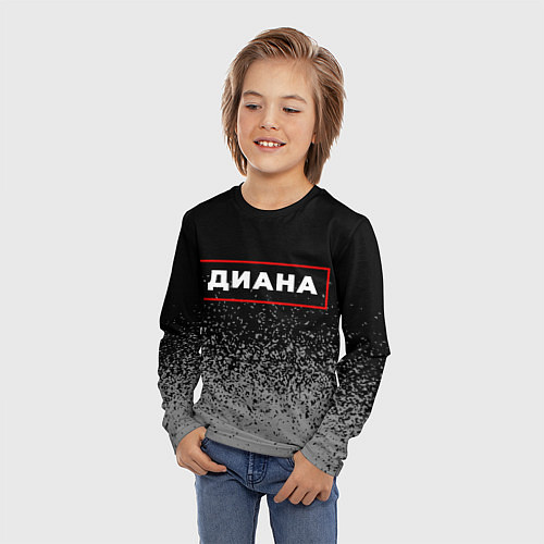 Детский лонгслив Диана - в красной рамке на темном / 3D-принт – фото 3