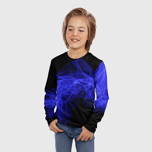 Детский лонгслив Синяя звуковая волна / 3D-принт – фото 3