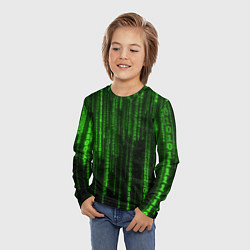 Лонгслив детский Двоичный код зеленый, цвет: 3D-принт — фото 2