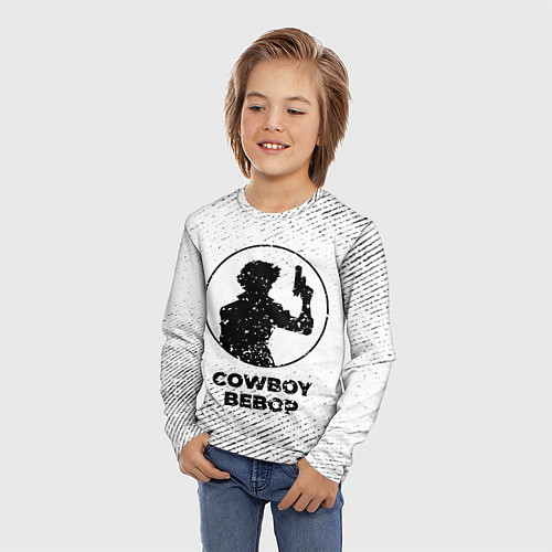Детский лонгслив Cowboy Bebop с потертостями на светлом фоне / 3D-принт – фото 3