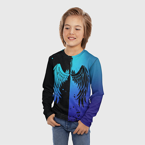 Детский лонгслив Крылья инь янь / 3D-принт – фото 3