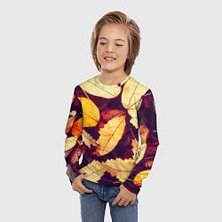 Лонгслив детский Осенняя листва узор, цвет: 3D-принт — фото 2