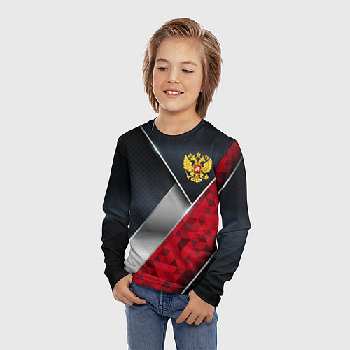 Детский лонгслив Red & black Russia / 3D-принт – фото 3