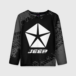 Лонгслив детский Jeep speed на темном фоне со следами шин, цвет: 3D-принт