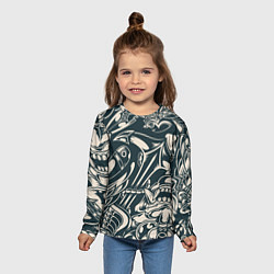 Лонгслив детский Японская тату текстура, цвет: 3D-принт — фото 2