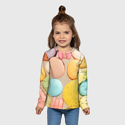 Лонгслив детский Разноцветные пирожные Макарон, цвет: 3D-принт — фото 2