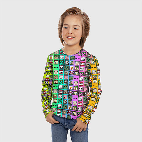 Детский лонгслив Minecraft characters neon / 3D-принт – фото 3