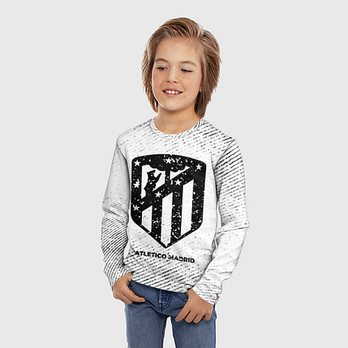 Детский лонгслив Atletico Madrid с потертостями на светлом фоне / 3D-принт – фото 3