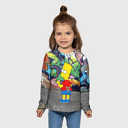 Лонгслив детский Хулиган Барт Симпсон на фоне стены с граффити, цвет: 3D-принт — фото 2
