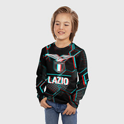 Лонгслив детский Lazio FC в стиле glitch на темном фоне, цвет: 3D-принт — фото 2