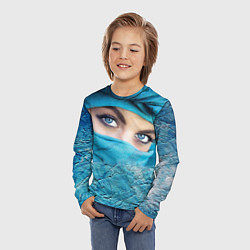 Лонгслив детский Синеглазая девушка в хиджабе, цвет: 3D-принт — фото 2