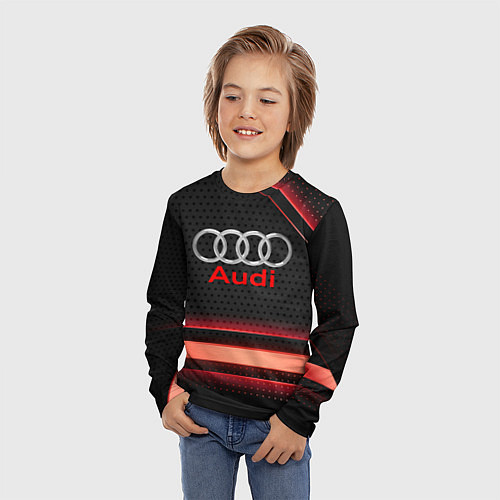 Детский лонгслив Audi абстракция карбон / 3D-принт – фото 3
