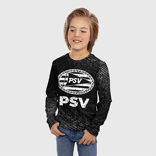 Детский лонгслив PSV с потертостями на темном фоне / 3D-принт – фото 3