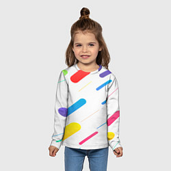 Лонгслив детский Разноцветные круги и полосы, цвет: 3D-принт — фото 2