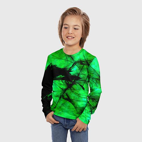 Детский лонгслив Зеленый фантом / 3D-принт – фото 3