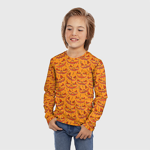 Детский лонгслив Halloween Pumpkin Pattern / 3D-принт – фото 3