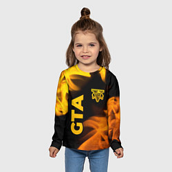 Лонгслив детский GTA - gold gradient: надпись, символ, цвет: 3D-принт — фото 2