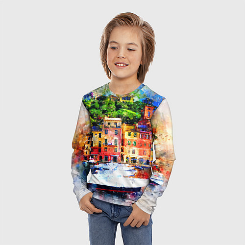 Детский лонгслив Картина красочный город / 3D-принт – фото 3