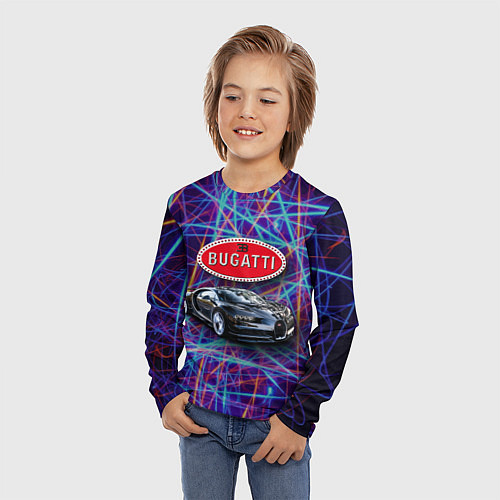Детский лонгслив Bugatti - Italy - мечта автомобилиста / 3D-принт – фото 3
