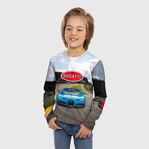 Детский лонгслив Bugatti - motorsport - гоночная трасса / 3D-принт – фото 3