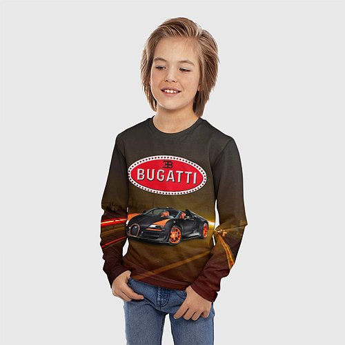 Детский лонгслив Bugatti на ночной дороге / 3D-принт – фото 3